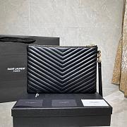 YSL MONOGRAM MEDIUM DOCUMENT HOLDER BLACK & GOLD-TONE METAL 413444 SIZE 30 CM - 3