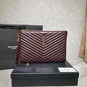 YSL MONOGRAM MEDIUM DOCUMENT HOLDER BORDEAUX & GOLD-TONE METAL 413444 SIZE 30 CM - 1