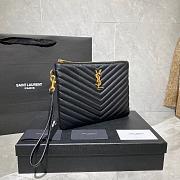 YSL MONOGRAM SMALL DOCUMENT HOLDER BLACK & GOLD-TONE METAL 379039 SIZE 24 CM - 6