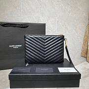 YSL MONOGRAM SMALL DOCUMENT HOLDER BLACK & GOLD-TONE METAL 379039 SIZE 24 CM - 4