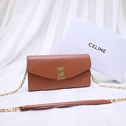 CELINE LONG WALLET ON CHAIN BROWN CALFSKIN SIZE 19 CM - 1