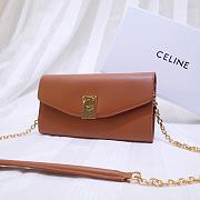 CELINE LONG WALLET ON CHAIN BROWN CALFSKIN SIZE 19 CM - 6