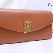 CELINE LONG WALLET ON CHAIN BROWN CALFSKIN SIZE 19 CM - 3