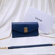 CELINE LONG WALLET ON CHAIN NAVY BLUE CALFSKIN SIZE 19 CM - 1