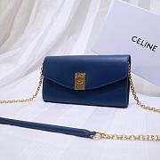 CELINE LONG WALLET ON CHAIN NAVY BLUE CALFSKIN SIZE 19 CM - 6