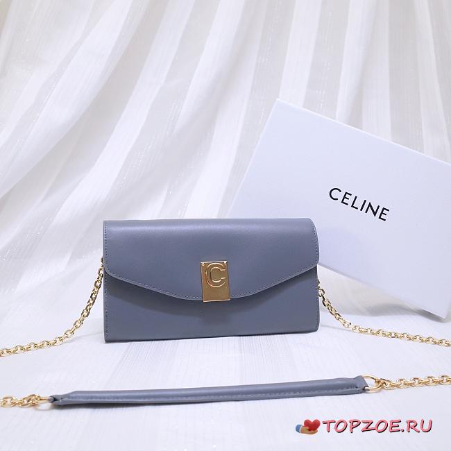 CELINE LONG WALLET ON CHAIN GRAY CALFSKIN SIZE 19 CM - 1