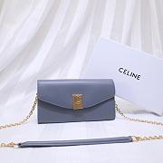 CELINE LONG WALLET ON CHAIN GRAY CALFSKIN SIZE 19 CM - 1