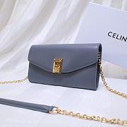 CELINE LONG WALLET ON CHAIN GRAY CALFSKIN SIZE 19 CM - 6