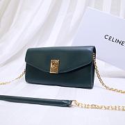 CELINE LONG WALLET ON CHAIN EMERALD GREEN CALFSKIN SIZE 19 CM - 6