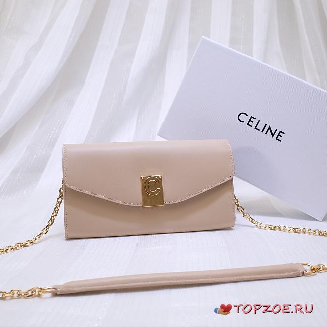 CELINE LONG WALLET ON CHAIN LIGHT BEIGE CALFSKIN SIZE 19 CM - 1