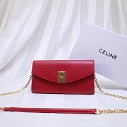 CELINE LONG WALLET ON CHAIN RED CALFSKIN SIZE 19 CM - 1