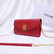 CELINE LONG WALLET ON CHAIN RED CALFSKIN SIZE 19 CM - 6