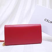 CELINE LONG WALLET ON CHAIN RED CALFSKIN SIZE 19 CM - 4