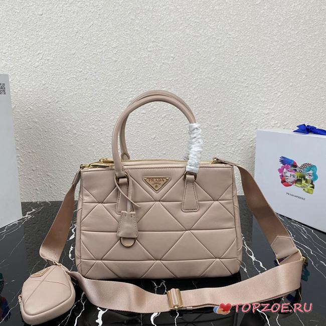 PRADA SMALL LAMPSKIN GALLERIA BAG BEIGE 1BA863 SIZE 28 CM - 1