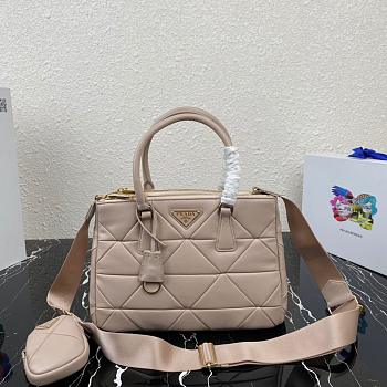 PRADA SMALL LAMPSKIN GALLERIA BAG BEIGE 1BA863 SIZE 28 CM
