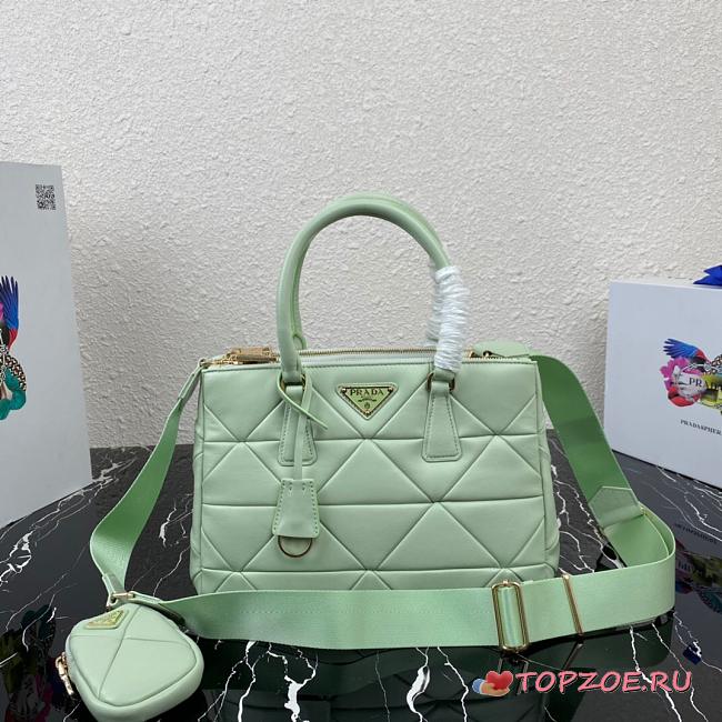 PRADA SMALL LAMPSKIN GALLERIA BAG LIGHT GREEN 1BA863 SIZE 28 CM - 1