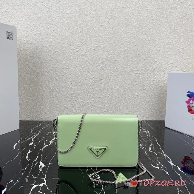 PRADA BRUSHED LEATHER SHOULDER BAG LIGHT GREEN 1BD307 SIZE 19 CM - 1