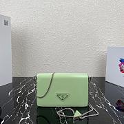 PRADA BRUSHED LEATHER SHOULDER BAG LIGHT GREEN 1BD307 SIZE 19 CM - 1