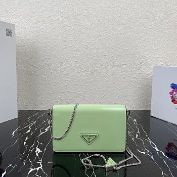 PRADA BRUSHED LEATHER SHOULDER BAG LIGHT GREEN 1BD307 SIZE 19 CM