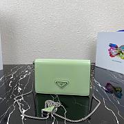 PRADA BRUSHED LEATHER SHOULDER BAG LIGHT GREEN 1BD307 SIZE 19 CM - 3