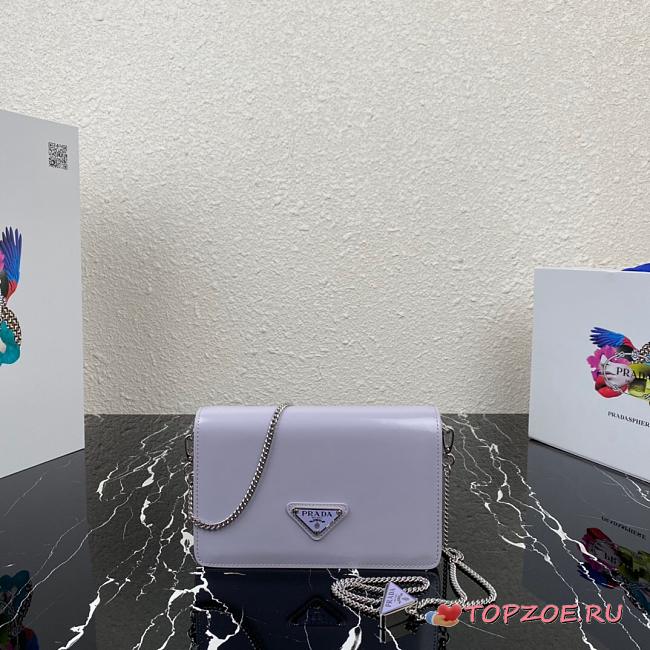 PRADA BRUSHED LEATHER SHOULDER BAG TARO PURPLE 1BD307 SIZE 19 CM - 1