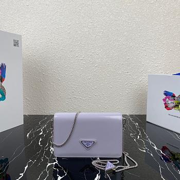 PRADA BRUSHED LEATHER SHOULDER BAG TARO PURPLE 1BD307 SIZE 19 CM