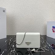 PRADA BRUSHED LEATHER SHOULDER BAG WHITE 1BD307 SIZE 19 CM - 1