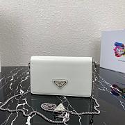PRADA BRUSHED LEATHER SHOULDER BAG WHITE 1BD307 SIZE 19 CM - 2