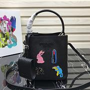 PRADA SMALL PANIER LEATHER BAG BLACK 1BA217 SIZE 18 CM - 1