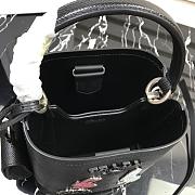 PRADA SMALL PANIER LEATHER BAG BLACK 1BA217 SIZE 18 CM - 3