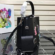 PRADA SMALL PANIER LEATHER BAG BLACK 1BA217 SIZE 18 CM - 5