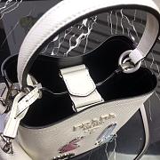 PRADA SMALL PANIER LEATHER BAG WHITE 1BA217 SIZE 18 CM - 3