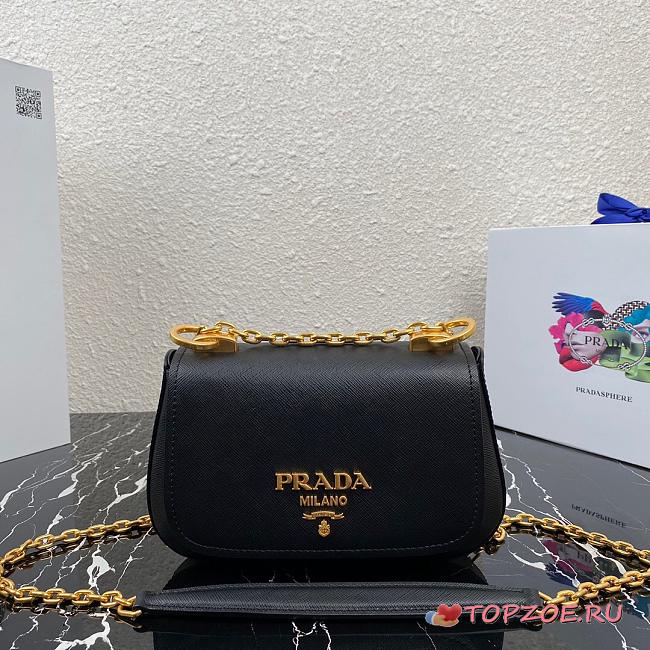 PRADA SAFFIANO LEATHER SHOULDER BAG BLACK 1BD275 SIZE 22 CM - 1