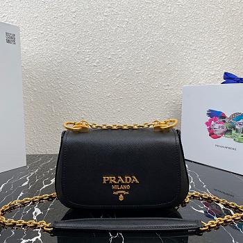 PRADA SAFFIANO LEATHER SHOULDER BAG BLACK 1BD275 SIZE 22 CM