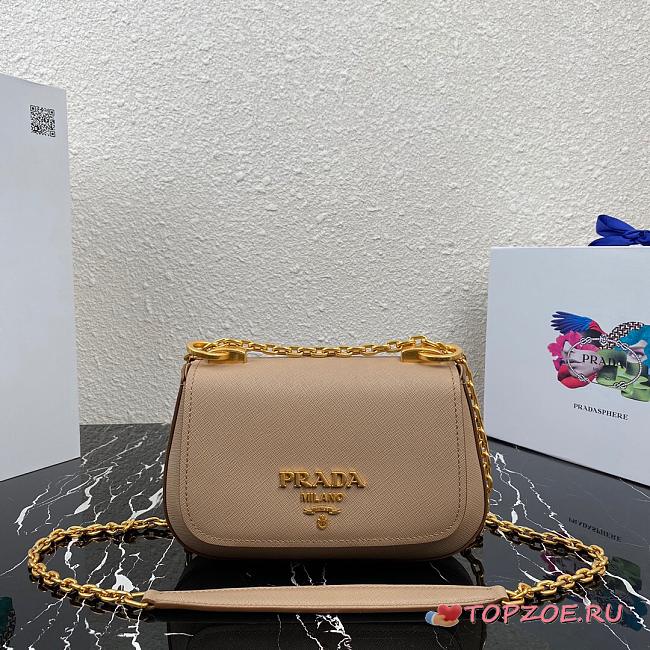 PRADA SAFFIANO LEATHER SHOULDER BAG BEIGE 1BD275 SIZE 22 CM - 1