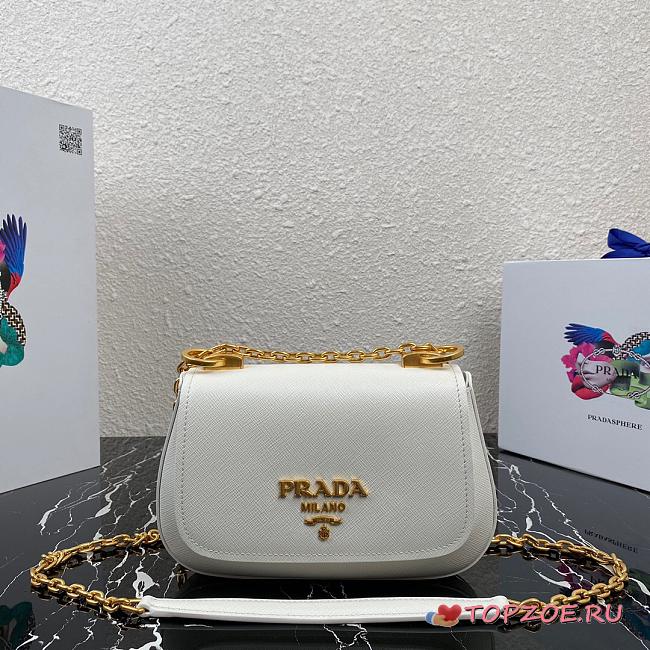 PRADA SAFFIANO LEATHER SHOULDER BAG WHITE 1BD275 SIZE 22 CM - 1