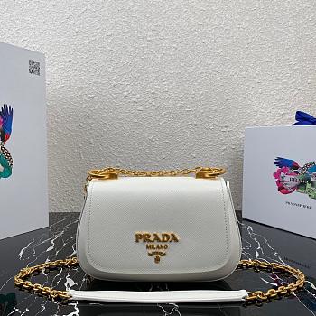 PRADA SAFFIANO LEATHER SHOULDER BAG WHITE 1BD275 SIZE 22 CM