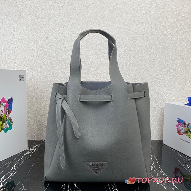 PRADA LEATHER TOTE GRAY 1BG339 SIZE 35 CM - 1