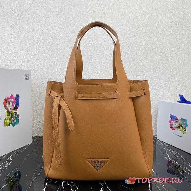 PRADA LEATHER TOTE BROWN 1BG339 SIZE 35 CM - 1