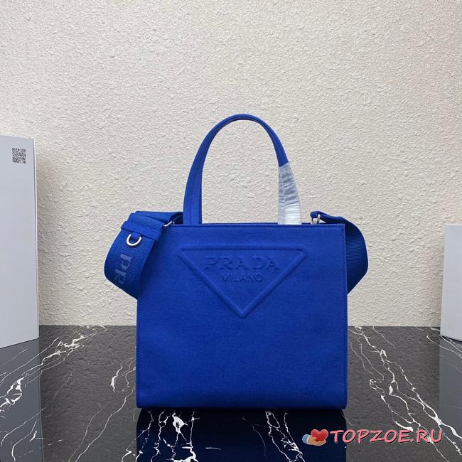  PRADA DRILL TOTE BAG BLUE 1BG382 SIZE 26 CM - 1