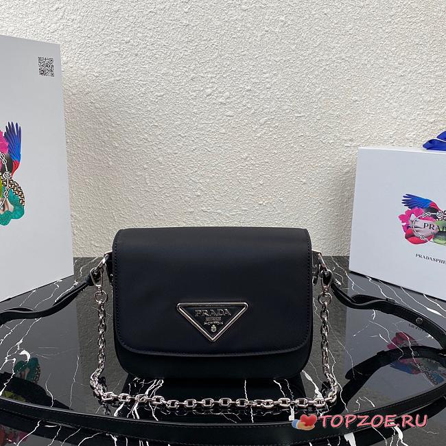PRADA NYLON & LEATHER IDENTITY SHOULDER BAG BLACK 1BD263 SIZE 21 CM - 1