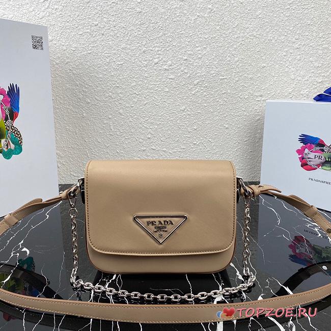 PRADA NYLON & LEATHER IDENTITY SHOULDER BAG BEIGE 1BD263 SIZE 21 CM - 1