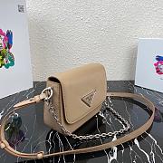 PRADA NYLON & LEATHER IDENTITY SHOULDER BAG BEIGE 1BD263 SIZE 21 CM - 3