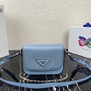 PRADA NYLON & LEATHER IDENTITY SHOULDER BAG LIGHT BLUE 1BD263 SIZE 21 CM - 1