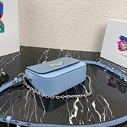 PRADA NYLON & LEATHER IDENTITY SHOULDER BAG LIGHT BLUE 1BD263 SIZE 21 CM - 2