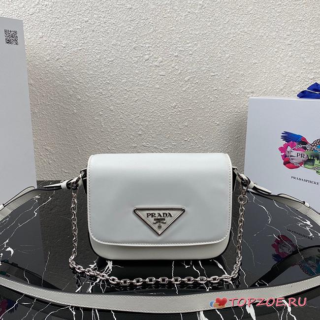 PRADA NYLON & LEATHER IDENTITY SHOULDER BAG WHITE 1BD263 SIZE 21 CM - 1