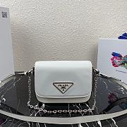 PRADA NYLON & LEATHER IDENTITY SHOULDER BAG WHITE 1BD263 SIZE 21 CM - 1