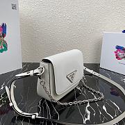 PRADA NYLON & LEATHER IDENTITY SHOULDER BAG WHITE 1BD263 SIZE 21 CM - 3