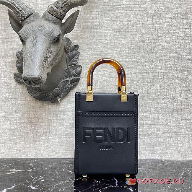 FENDI MINI SUNSHINE SHOPPER BLACK 8BS051 SIZE 13 x 18 x 6 CM - 1