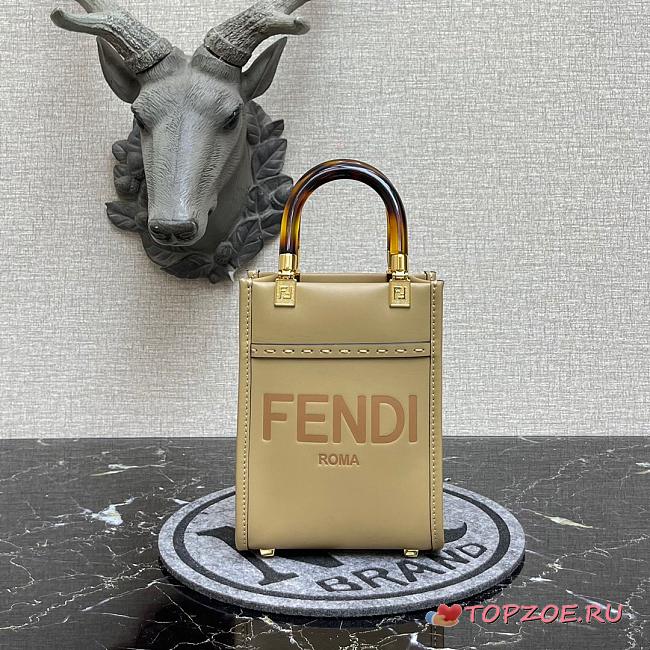 FENDI MINI SUNSHINE SHOPPER BEIGE 8BS051 SIZE 13 x 18 x 6 CM - 1